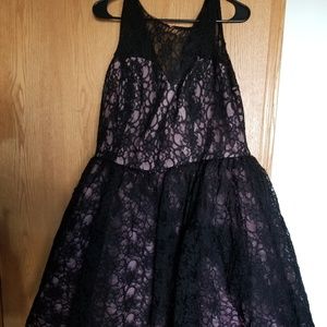 Black and Rosepetal Bridesmaid Dress